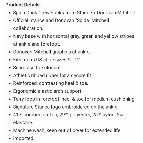 NWT Men's Donovan Mitchell Spida Dunk Stance Socks - Picture 8 of 9